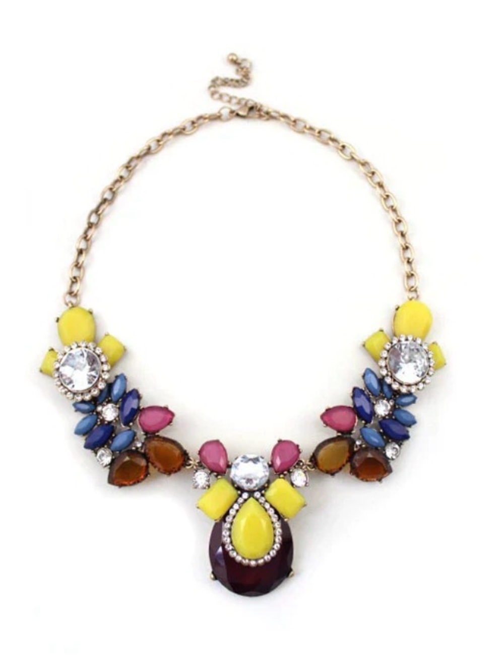 J. Crew yellow diamond bib statement cocktail necklace